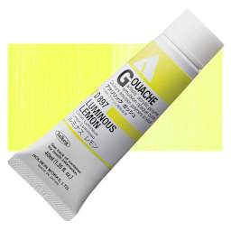 Holbein Acrylic Gouache - Luminous Lemon, 40 ml tube and swatch