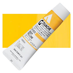 Holbein Acrylic Gouache - Deep Yellow, 20 ml tube and swatch