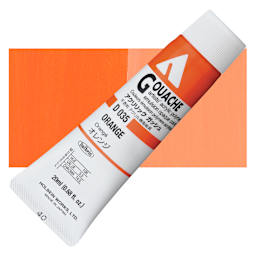 Holbein Acrylic Gouache - Orange, 20 ml tube and swatch