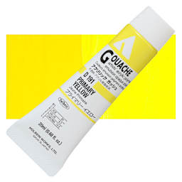 Holbein Acrylic Gouache - Primary Yellow, 20 ml tube and swatch