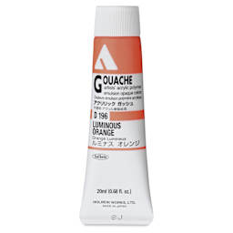 Holbein Acrylic Gouache - Luminous Orange, 20 ml tube
