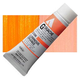 Holbein Acrylic Gouache - Luminous Orange, 40 ml tube and swatch