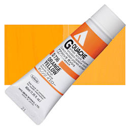 Holbein Acrylic Gouache - Orange Yellow, 40 ml tube and swatch