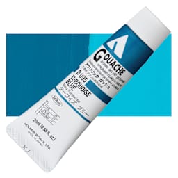 Holbein Acrylic Gouache - Turquoise Blue, 20 ml tube and swatch