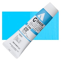 Holbein Acrylic Gouache - Aqua Blue, 20 ml tube and swatch