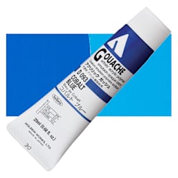 Holbein Acrylic Gouache - Cobalt Blue, 20 ml tube and swatch