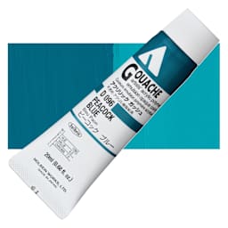 Holbein Acrylic Gouache - Peacock Blue, 20 ml tube and swatch