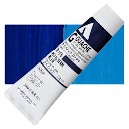 Holbein Acrylic Gouache - Prussian Blue, 20 ml tube and swatch