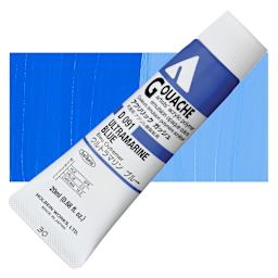 Holbein Acrylic Gouache - Ultramarine Blue, 20 ml tube and swatch