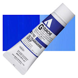 Holbein Acrylic Gouache - Ultramarine Deep, 40 ml tube and swatch