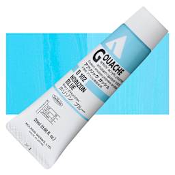 Holbein Acrylic Gouache - Horizon Blue, 20 ml tube and swatch