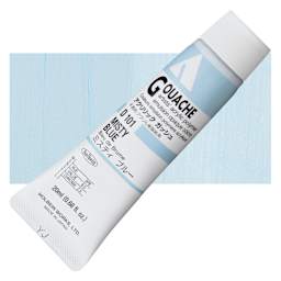 Holbein Acrylic Gouache - Misty Blue, 20 ml tube and swatch
