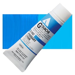 Holbein Acrylic Gouache - Primary Cyan, 40 ml tube and swatch