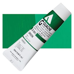 Holbein Acrylic Gouache - Green, 20 ml tube and swatch