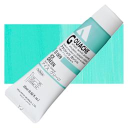 Holbein Acrylic Gouache - Ice Green, 20 ml tube and swatch