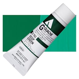 Holbein Acrylic Gouache - Deep Green, 40 ml tube and swatch