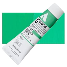 Holbein Acrylic Gouache - Emerald Green, 20 ml tube and swatch