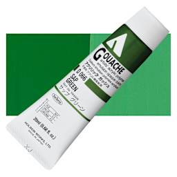 Holbein Acrylic Gouache - Sap Green, 20 ml tube and swatch