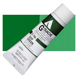 Holbein Acrylic Gouache - Sap Green, 40 ml tube and swatch