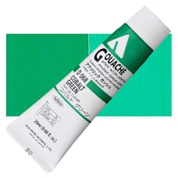 Holbein Acrylic Gouache - Cobalt Green, 20 ml tube and swatch