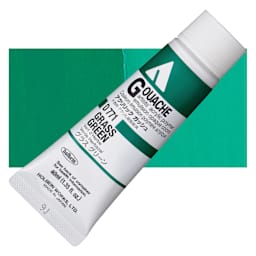 Holbein Acrylic Gouache - Grass Green, 40 ml tube and swatch
