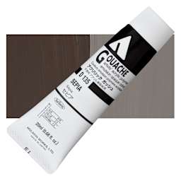 Holbein Acrylic Gouache - Sepia, 20 ml tube and swatch