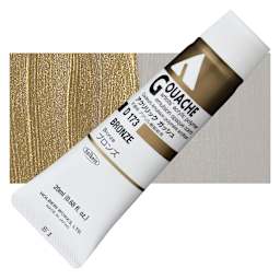 Holbein Acrylic Gouache - Bronze, 20 ml tube and swatch