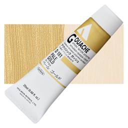 Holbein Acrylic Gouache - Pale Gold, 20 ml tube and swatch