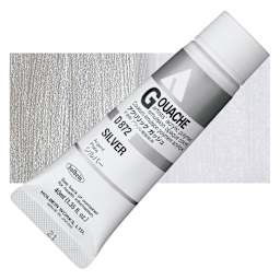 Holbein Acrylic Gouache - Silver, 40 ml tube and swatch