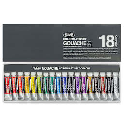 Holbein Artists' Gouache - Set of 18, Assorted Colors, 5 ml Tubes