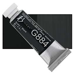 Holbein Irodori Artist Gouache - Black, 15 ml, Tube and swatch