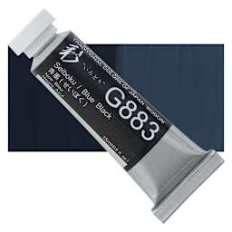 Holbein Irodori Artist Gouache - Blue Black, 15 ml, Tube and swatch