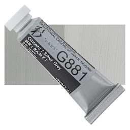 Holbein Irodori Artist Gouache - Silver Grey, 15 ml, Tube and swatch