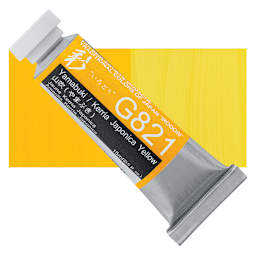 Holbein Irodori Artist Gouache - Kerria Japonica Yellow, 15 ml, Tube and swatch