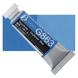 Holbein Irodori Artist Gouache - Dayflower Blue, 15 ml, Tube and swatch