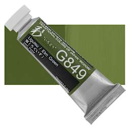 Holbein Irodori Artist Gouache - Elm Green, 15 ml, Tube and swatch