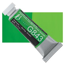 Holbein Irodori Artist Gouache - Spring Green, 15 ml, Tube and swatch