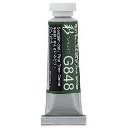 Holbein Irodori Artist Gouache - Pine Tree Green, 15 ml, Tube (Front of tube)