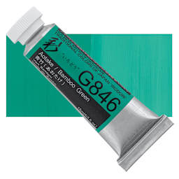 Holbein Irodori Artist Gouache - Bamboo Green, 15 ml, Tube and swatch