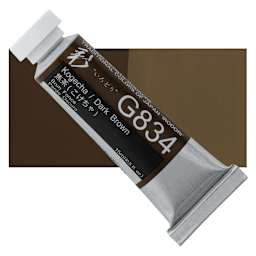 Holbein Irodori Artist Gouache - Dark Brown, 15 ml, Tube and swatch