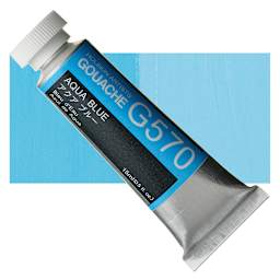 Holbein Artists' Gouache - Aqua Blue, 15 ml tube and swatch