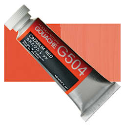 Holbein Artists' Gouache - Cadmium Red, 15 ml tube and swatch