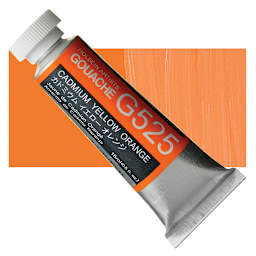 Holbein Artists' Gouache - Cadmium Yellow Orange, 15 ml tube and swatch