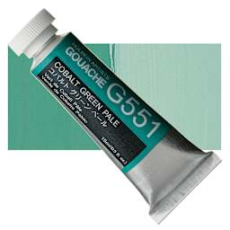 Holbein Artists' Gouache - Cobalt Green Pale, 15 ml tube and swatch