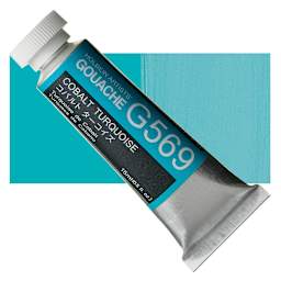 Holbein Artists' Gouache - Cobalt Turquoise, 15 ml tube and swatch