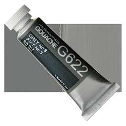 Holbein Artists' Gouache - Gray 3, 15 ml tube and swatch