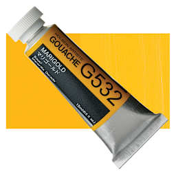 Holbein Artists' Gouache - Marigold, 15 ml tube and swatch