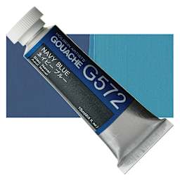 Holbein Artists' Gouache - Navy Blue, 15 ml tube and swatch