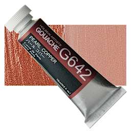 Holbein Artists' Gouache - Pearl Copper, 15 ml tube and swatch