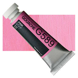 Holbein Artists' Gouache - Pink, 15 ml tube and swatch